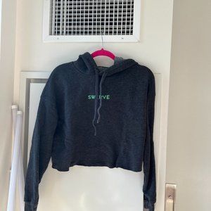 Swerve Fitness Women's Charcoal Crop Hoodie - Size Large